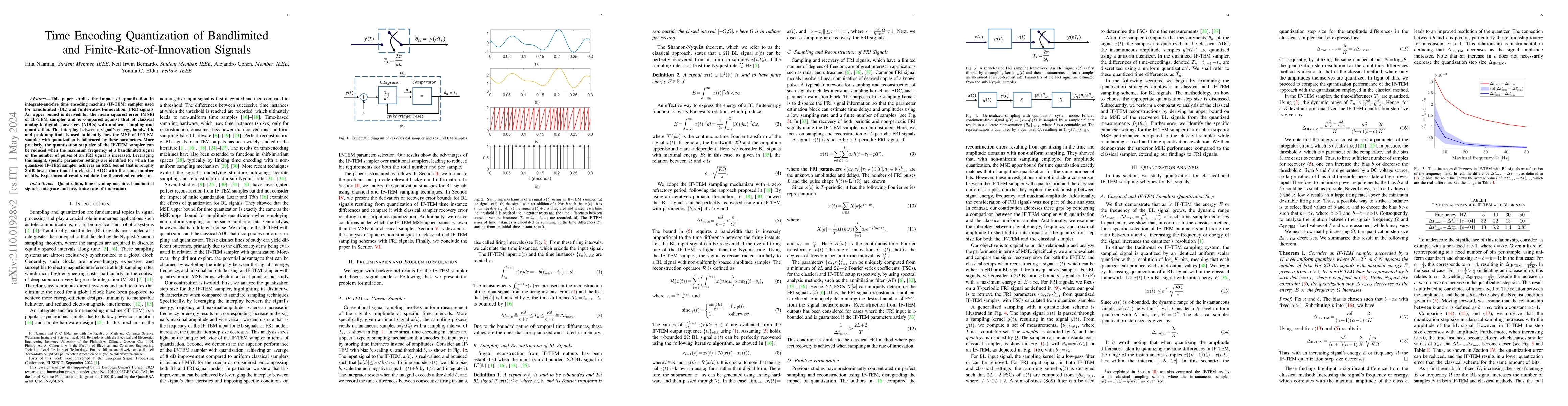 Thumbnail for Time Encoding Quantization of Bandlimited and Finite-Rate-of-Innovation
  Signals
