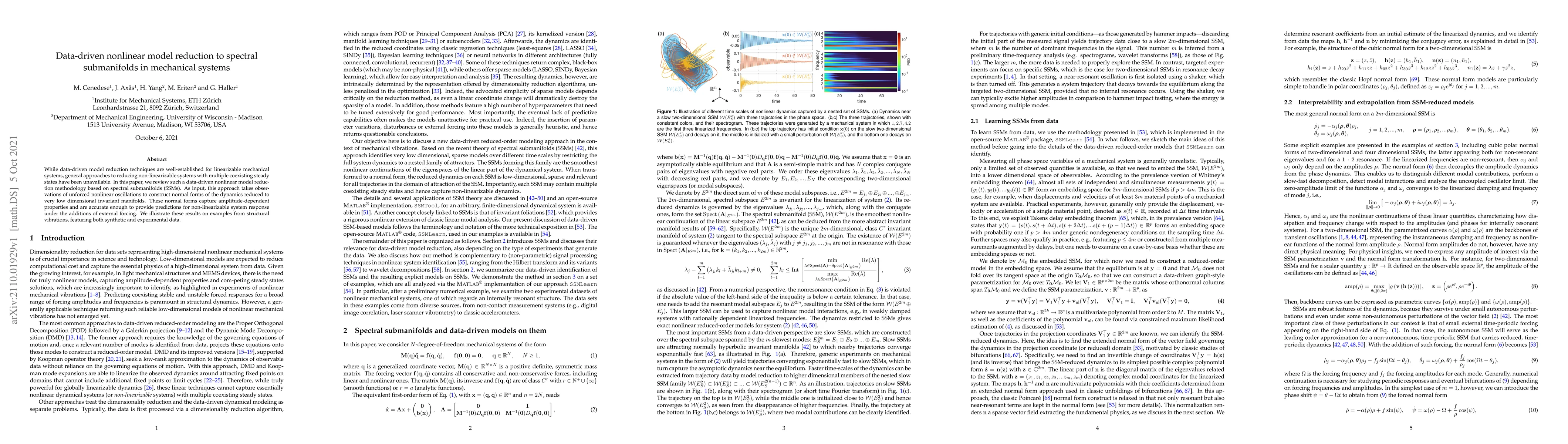 Thumbnail for Data-driven Nonlinear Model Reduction to Spectral Submanifolds in
  Mechanical Systems