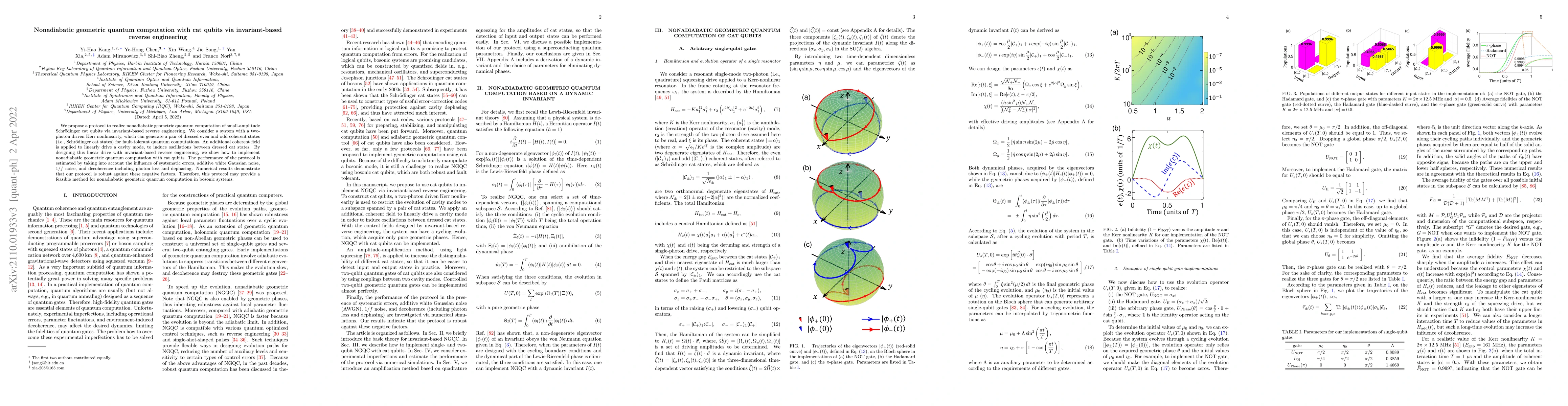 Thumbnail for Nonadiabatic geometric quantum computation with cat qubits via
  invariant-based reverse engineering