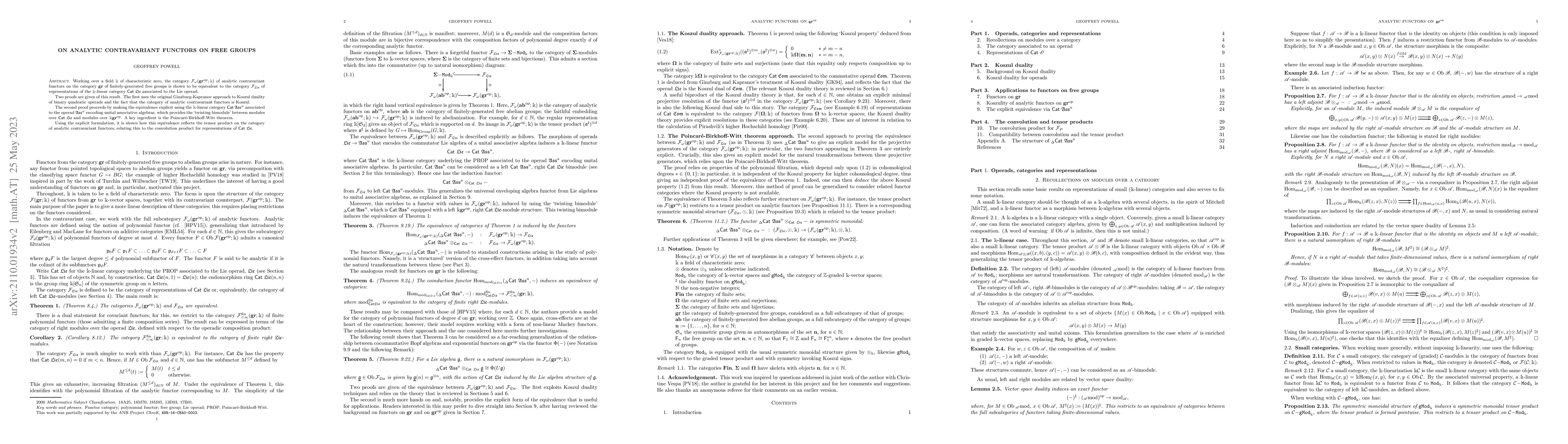Thumbnail for On analytic contravariant functors on free groups