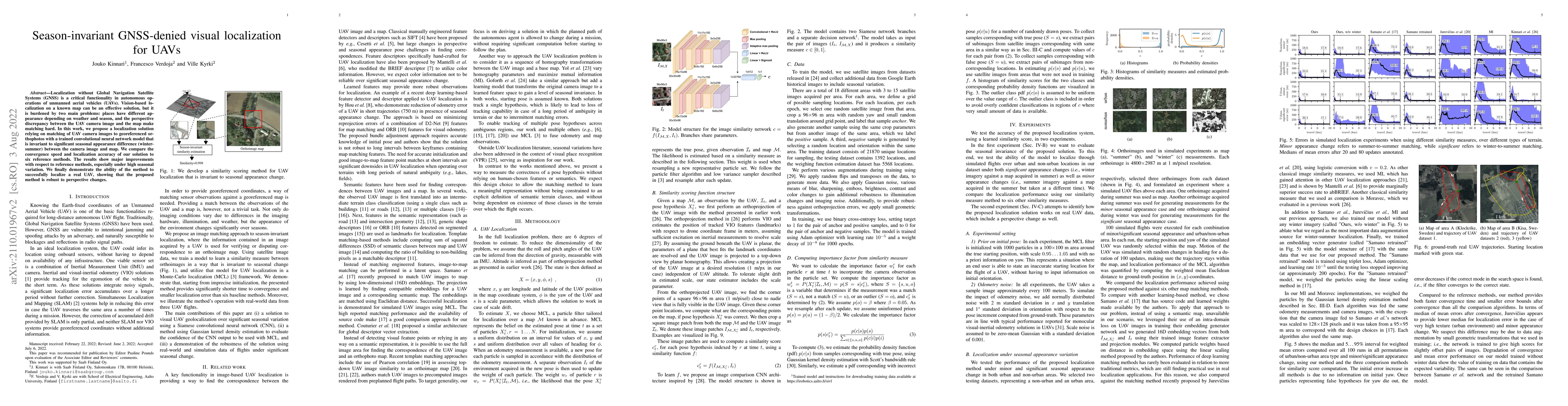Thumbnail for Season-invariant GNSS-denied visual localization for UAVs