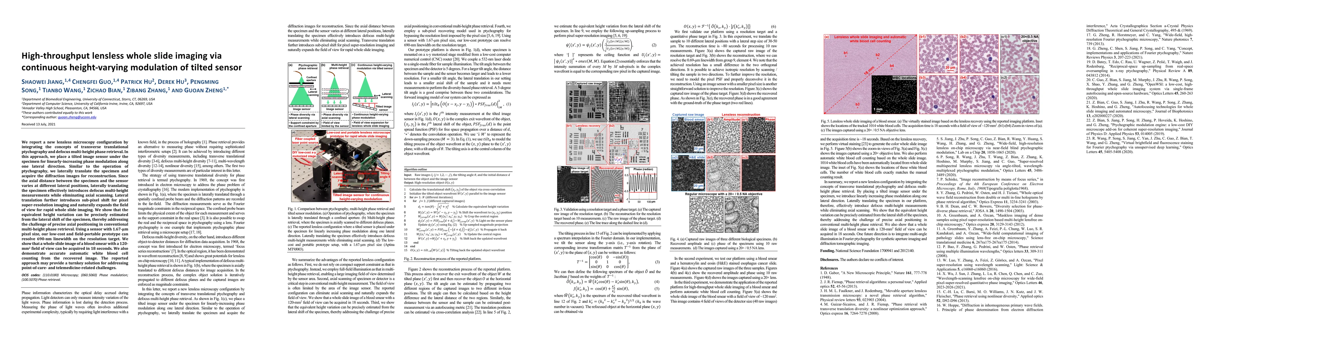 Thumbnail for High-throughput lensless whole slide imaging via continuous
  height-varying modulation of tilted sensor