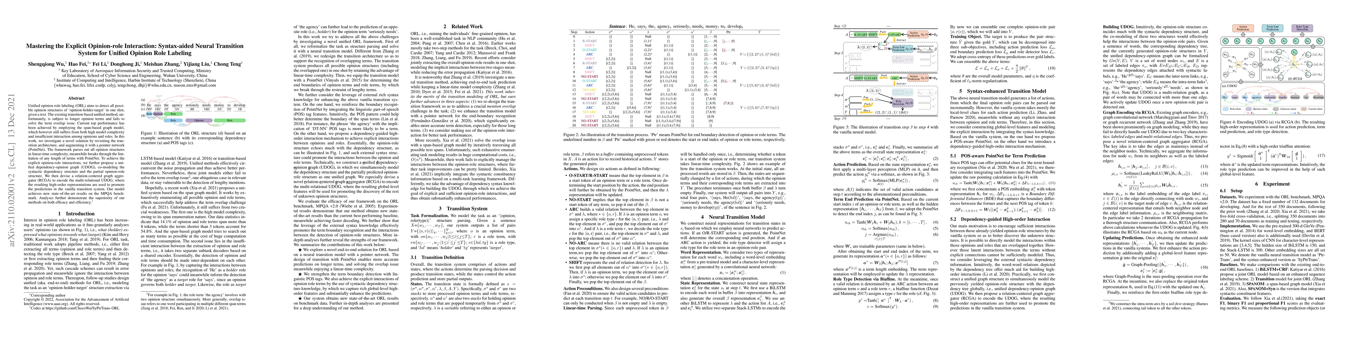Thumbnail for Mastering the Explicit Opinion-role Interaction: Syntax-aided Neural
  Transition System for Unified Opinion Role Labeling