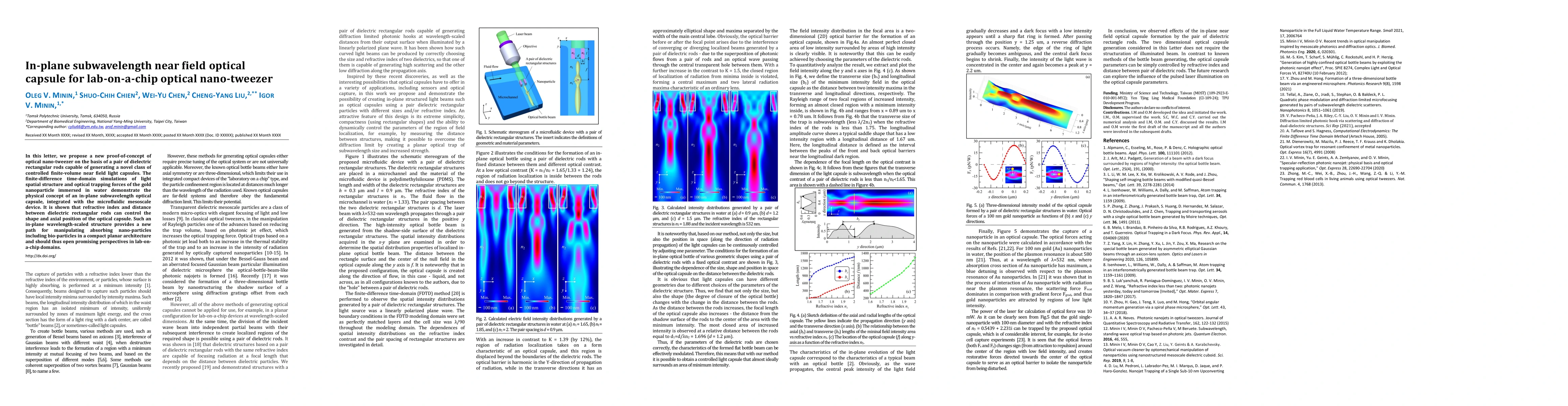 Thumbnail for In-plane subwavelength near field optical capsule for lab-on-a-chip
  optical nano-tweezer