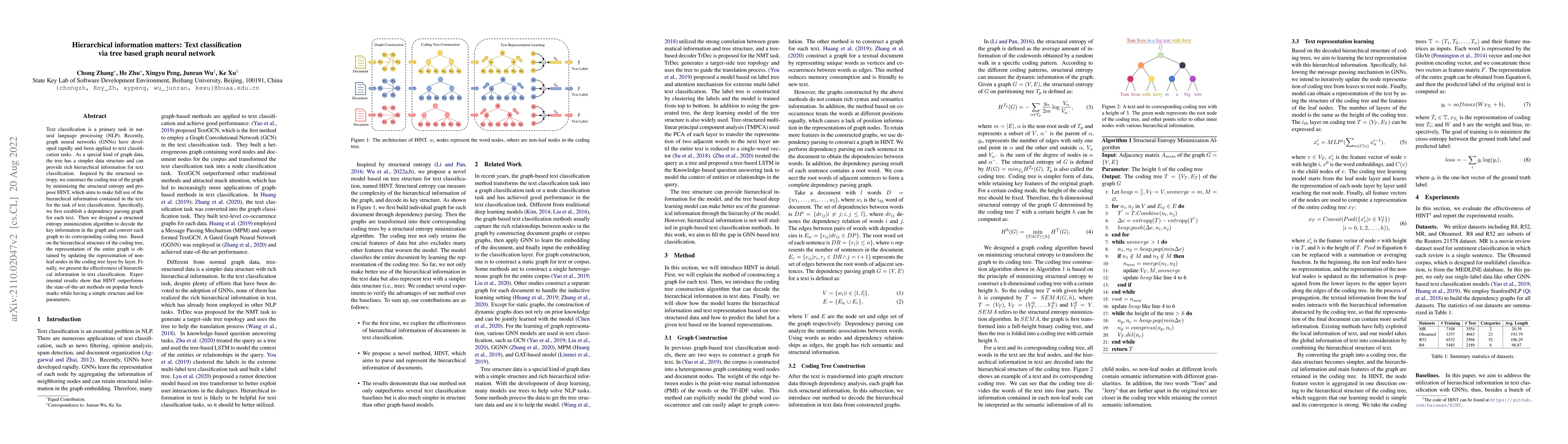 Thumbnail for Hierarchical information matters: Text classification via tree based
  graph neural network