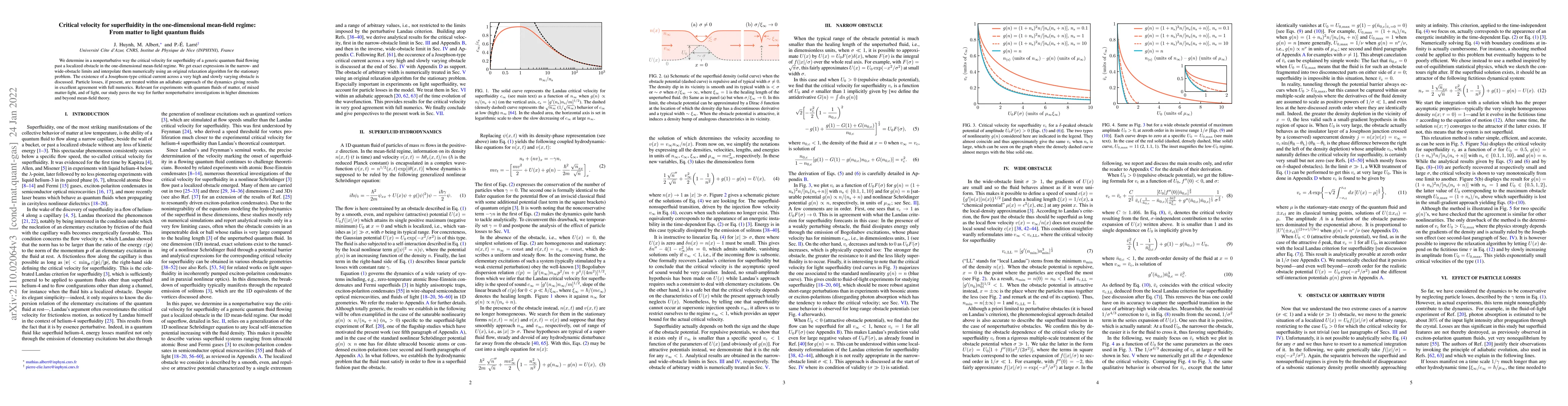 Thumbnail for Critical velocity for superfluidity in the one-dimensional mean-field
  regime: From matter to light quantum fluids