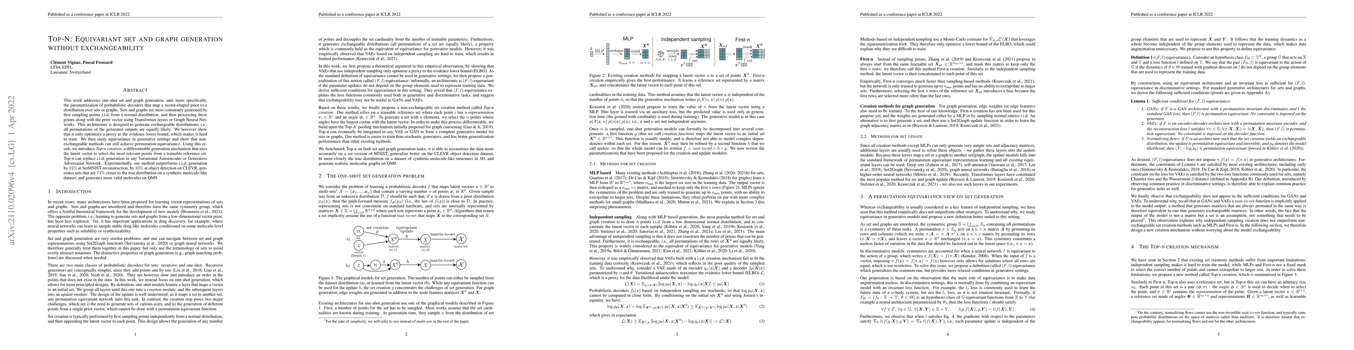 Thumbnail for Top-N: Equivariant set and graph generation without exchangeability