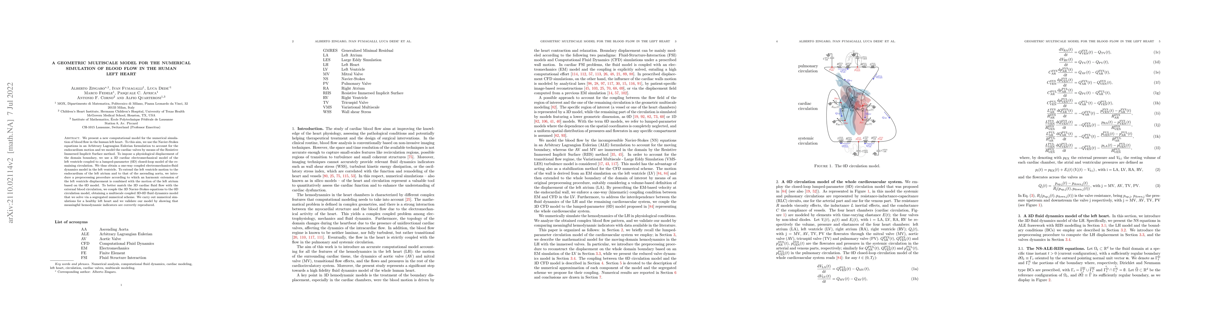 Thumbnail for A geometric multiscale model for the numerical simulation of blood flow
  in the human left heart