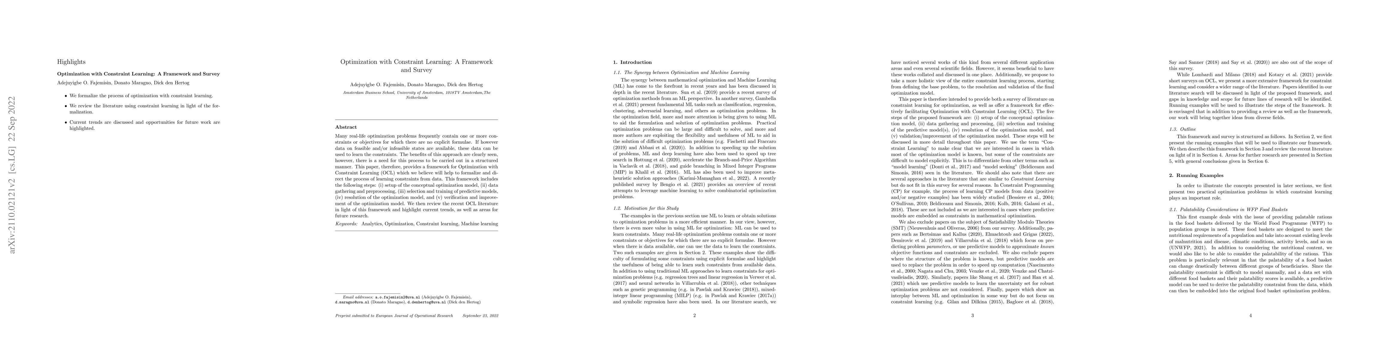 Thumbnail for Optimization with Constraint Learning: A Framework and Survey