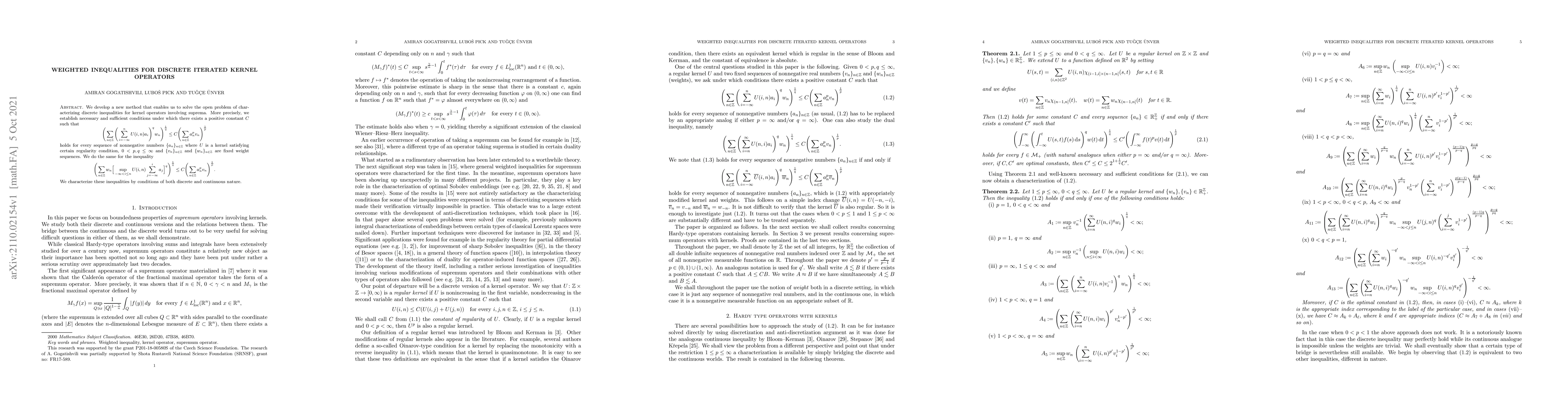 Thumbnail for Weighted inequalities for discrete iterated kernel operators