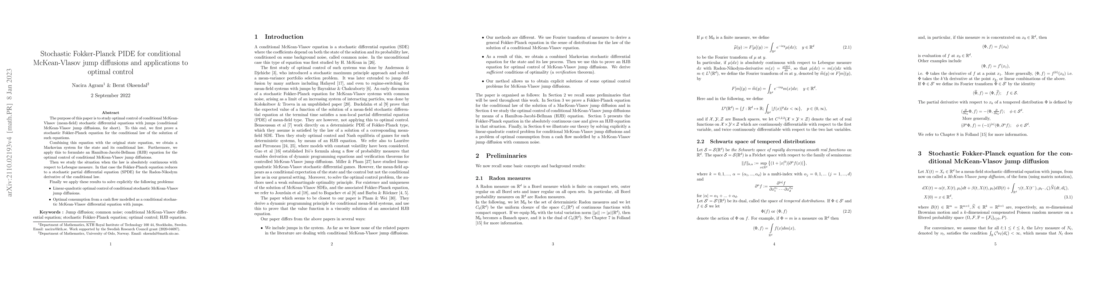 Thumbnail for Stochastic Fokker-Planck PIDE for conditional McKean-Vlasov jump
  diffusions and applications to optimal control