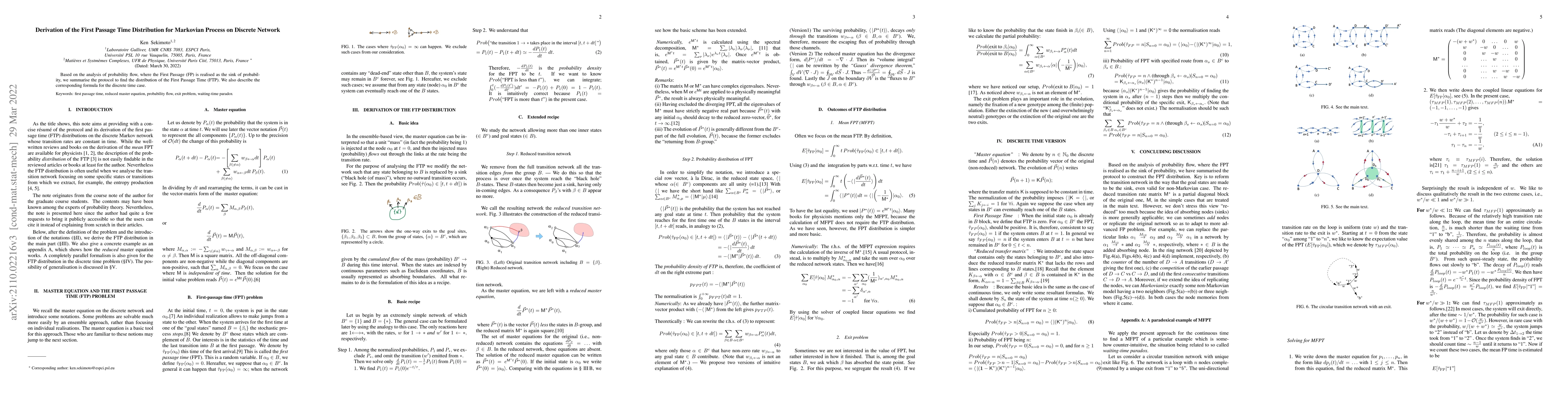 Thumbnail for Derivation of the First Passage Time Distribution for Markovian Process
  on Discrete Network