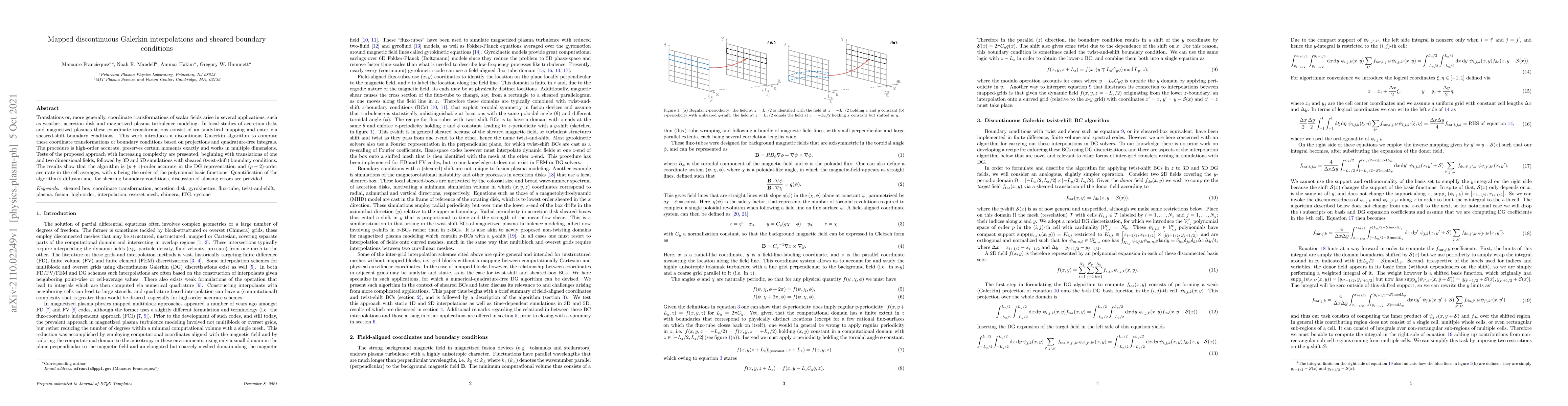 Thumbnail for Mapped discontinuous Galerkin interpolations and sheared boundary
  conditions