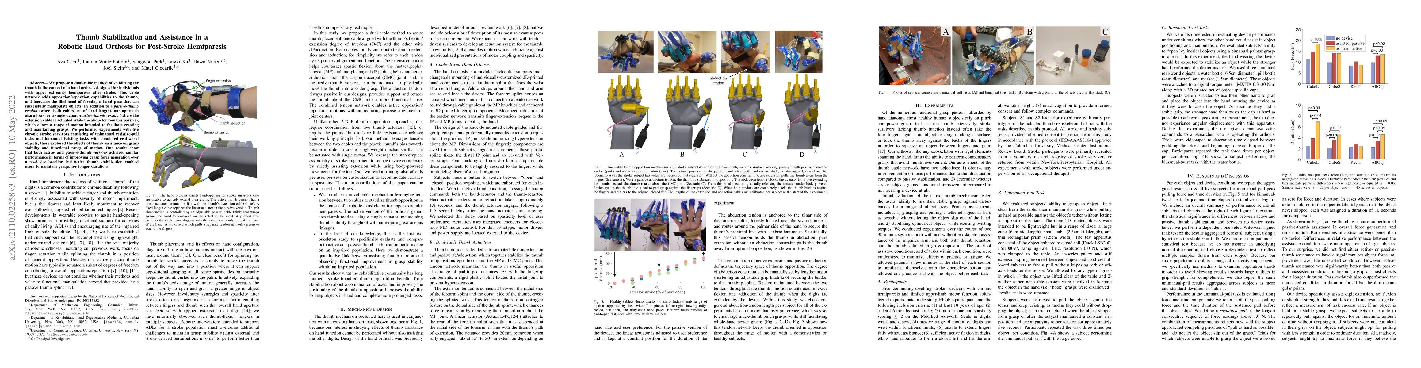 Thumbnail for Thumb Stabilization and Assistance in a Robotic Hand Orthosis for
  Post-Stroke Hemiparesis