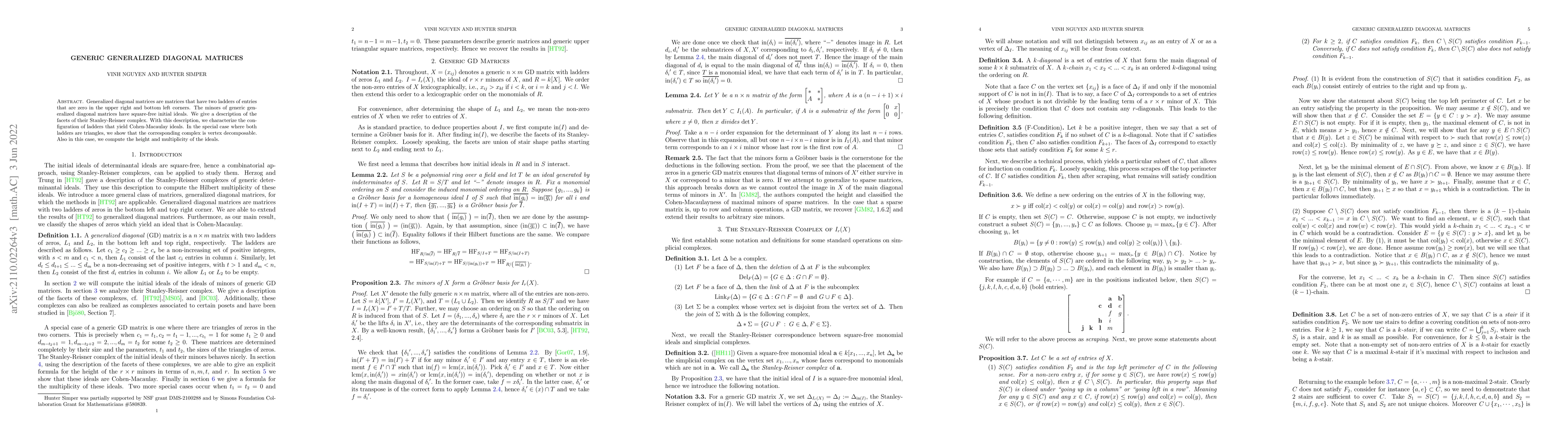 Thumbnail for Generic Generalized Diagonal Matrices