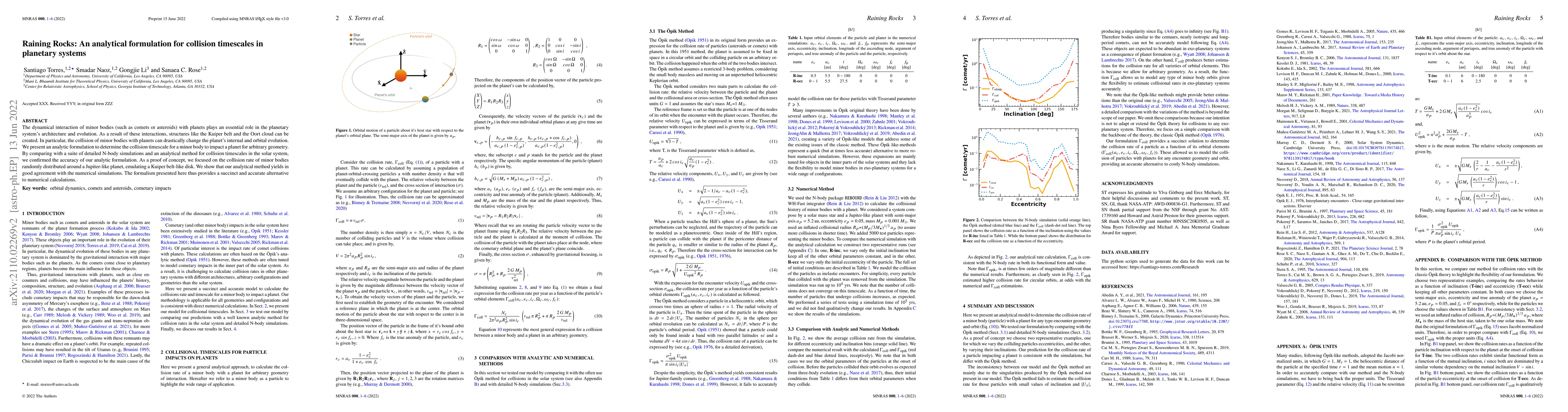 Thumbnail for Raining Rocks: An analytical formulation for collision timescales in
  planetary systems