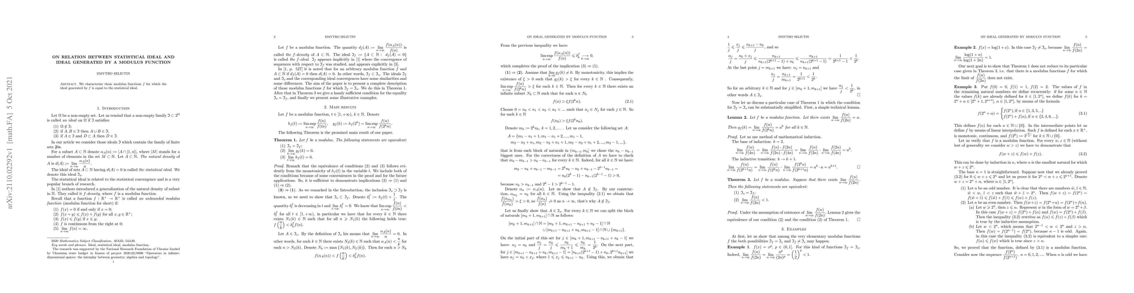 Thumbnail for On relation between statistical ideal and ideal generated by a modulus
  function