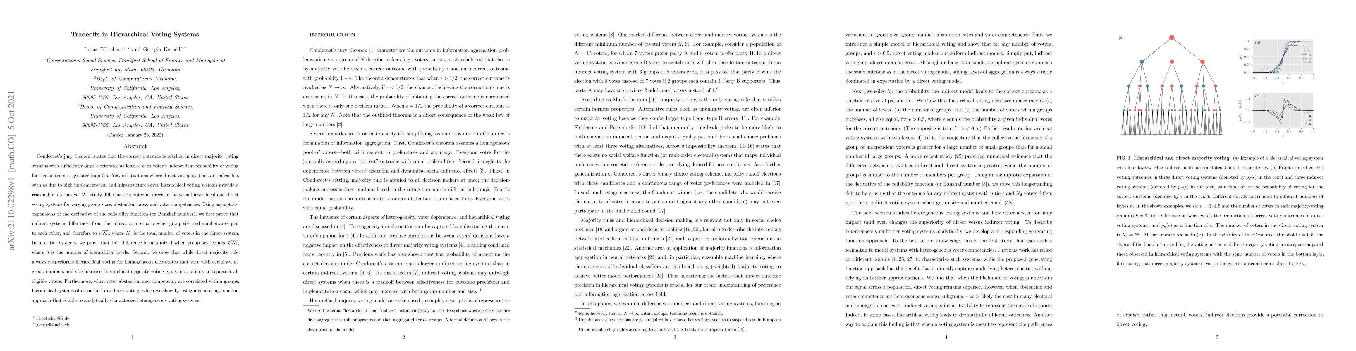 Thumbnail for Tradeoffs in Hierarchical Voting Systems