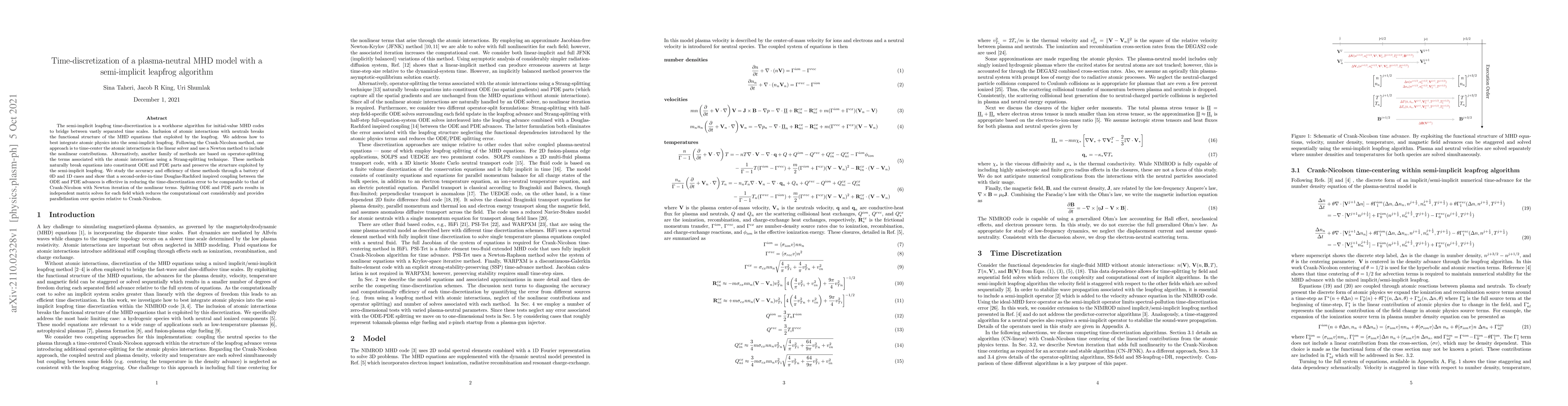 Thumbnail for Time-discretization of a plasma-neutral MHD model with a semi-implicit
  leapfrog algorithm
