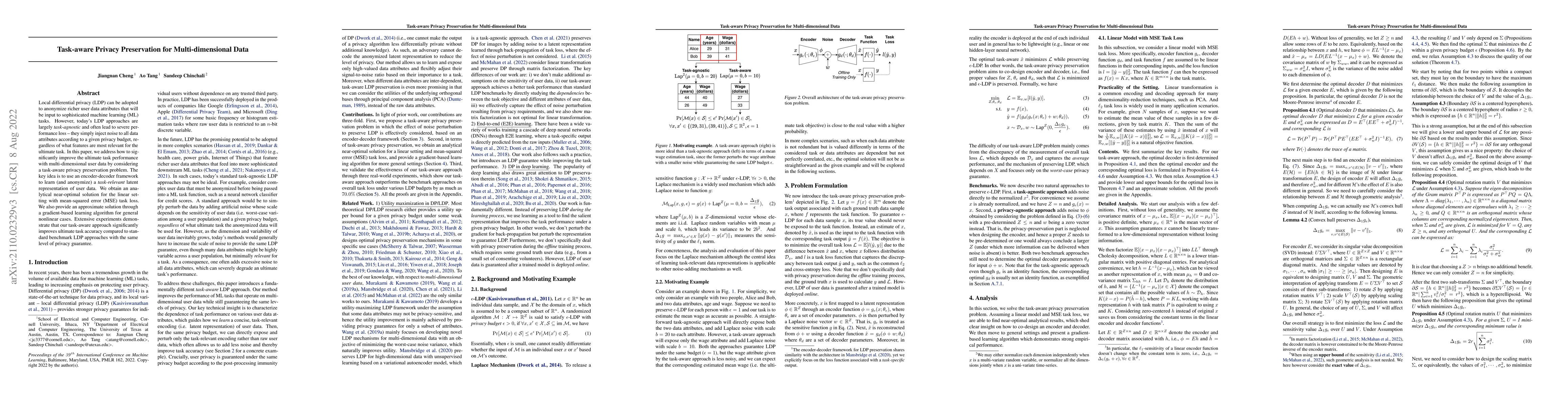 Thumbnail for Task-aware Privacy Preservation for Multi-dimensional Data