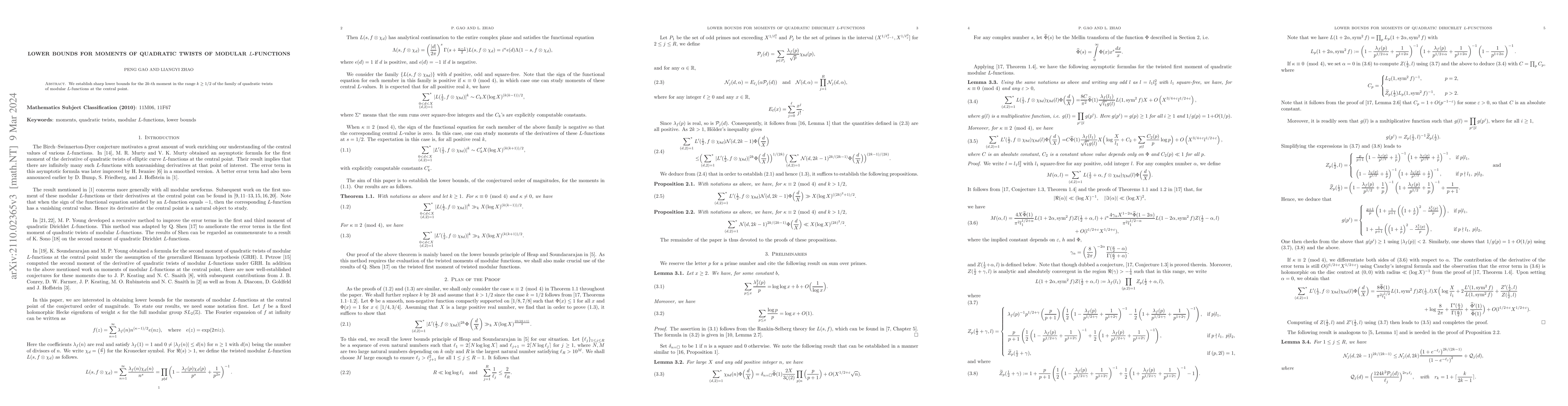 Thumbnail for Lower bounds for moments of quadratic twists of modular $L$-functions