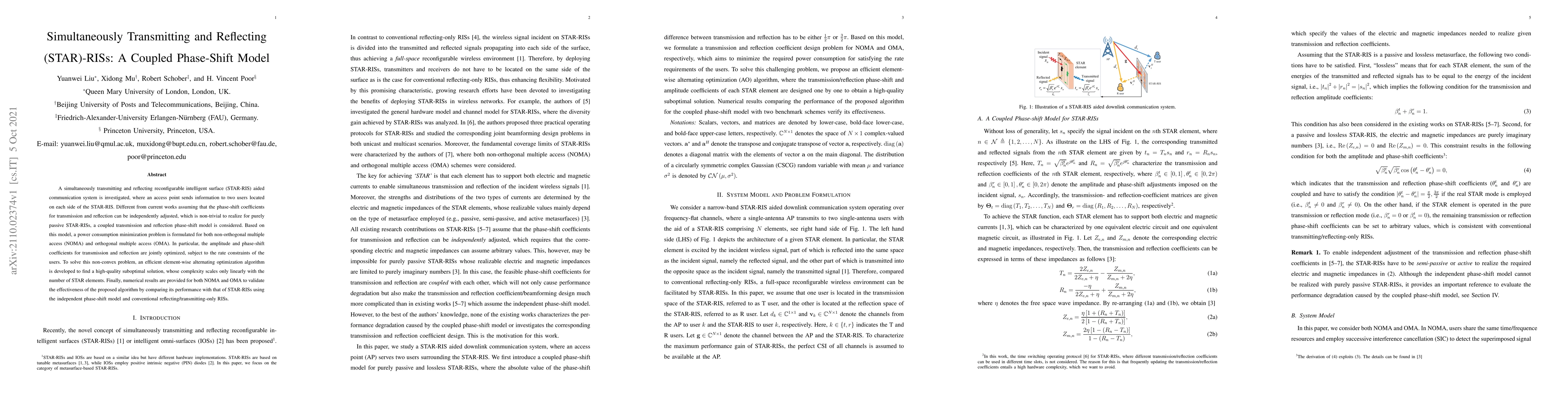 Thumbnail for Simultaneously Transmitting and Reflecting (STAR)-RISs: A Coupled
  Phase-Shift Model