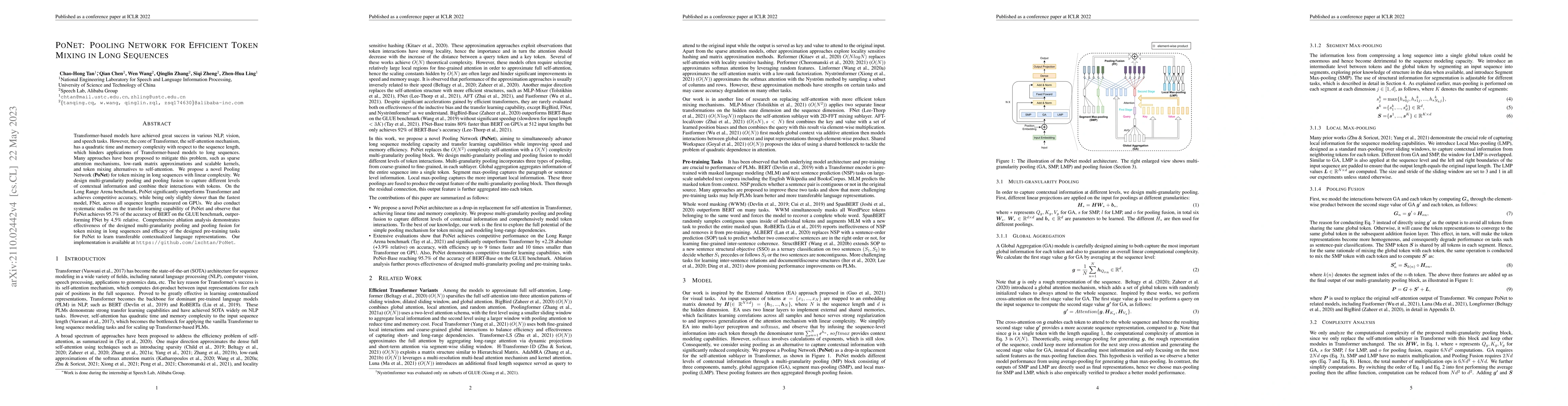 Thumbnail for PoNet: Pooling Network for Efficient Token Mixing in Long Sequences
