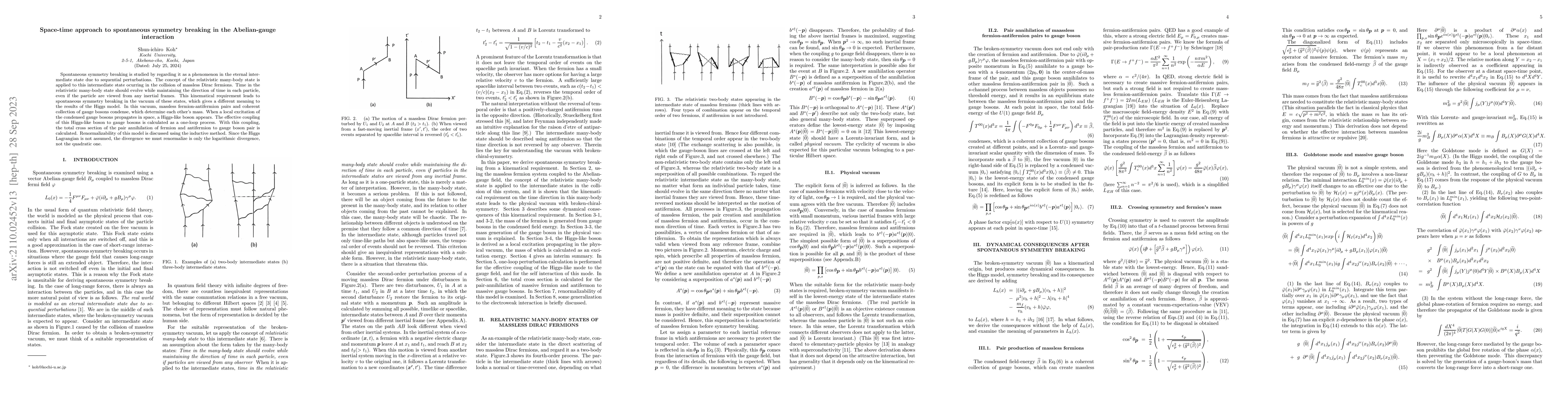 Thumbnail for Space-time approach to spontaneous symmetry breaking in the
  Abelian-gauge interaction