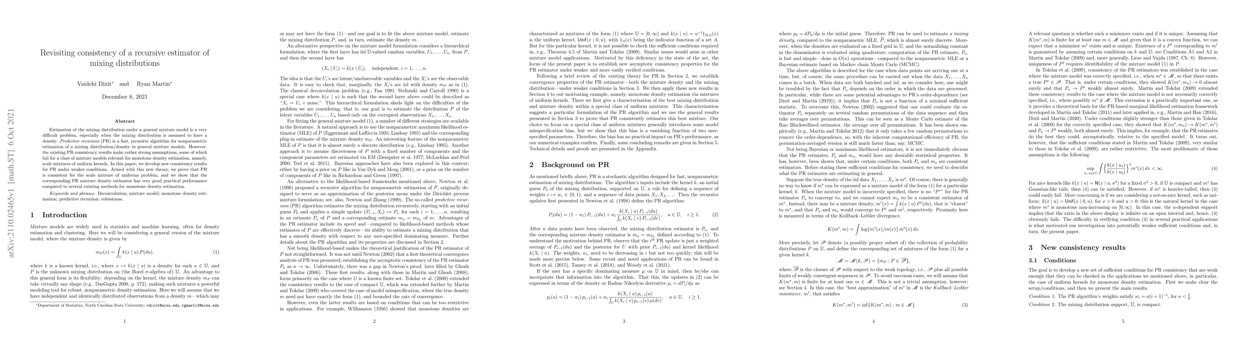 Thumbnail for Revisiting consistency of a recursive estimator of mixing distributions