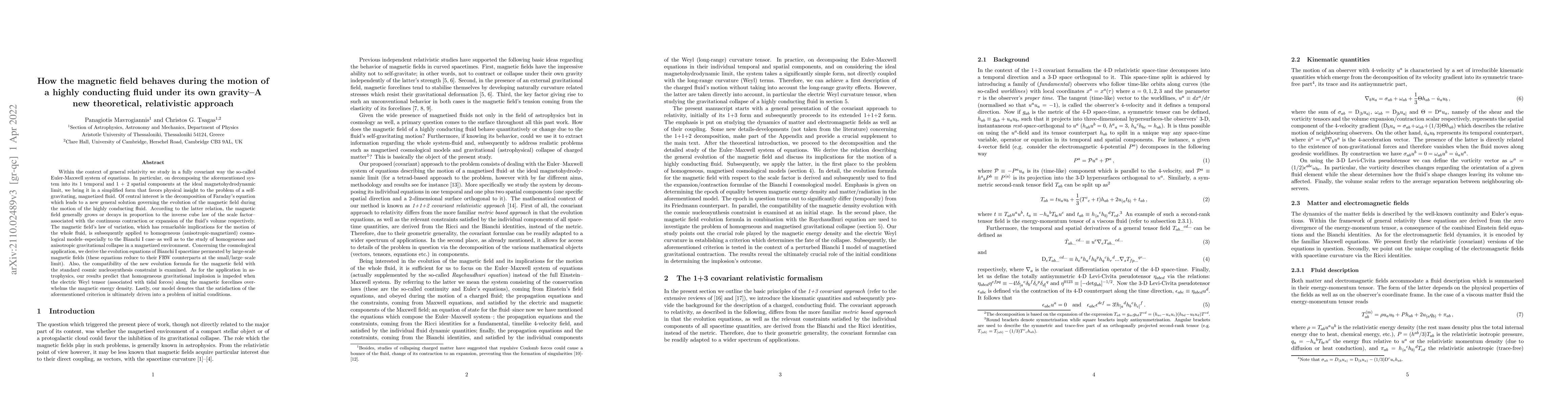 Thumbnail for How the magnetic field behaves during the motion of a highly conducting
  fluid under its own gravity--A new theoretical, relativistic approach