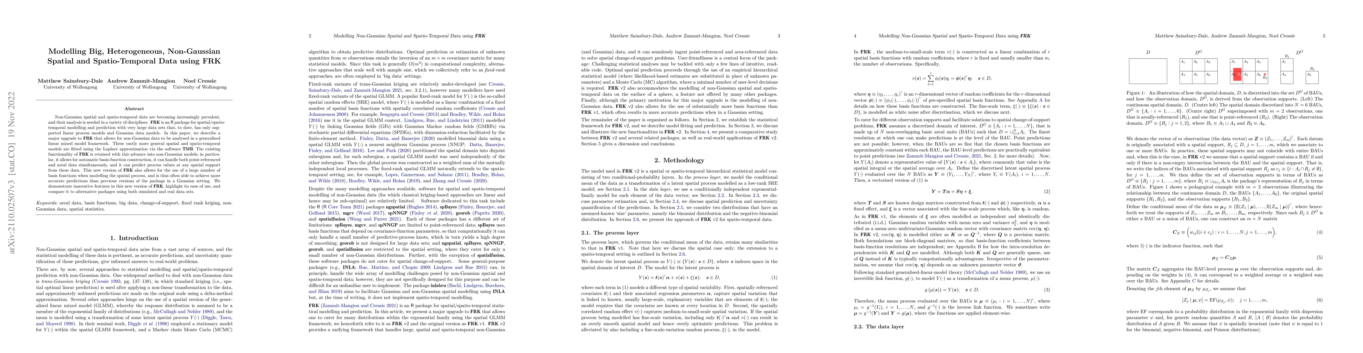 Thumbnail for Modelling Big, Heterogeneous, Non-Gaussian Spatial and Spatio-Temporal
  Data using FRK