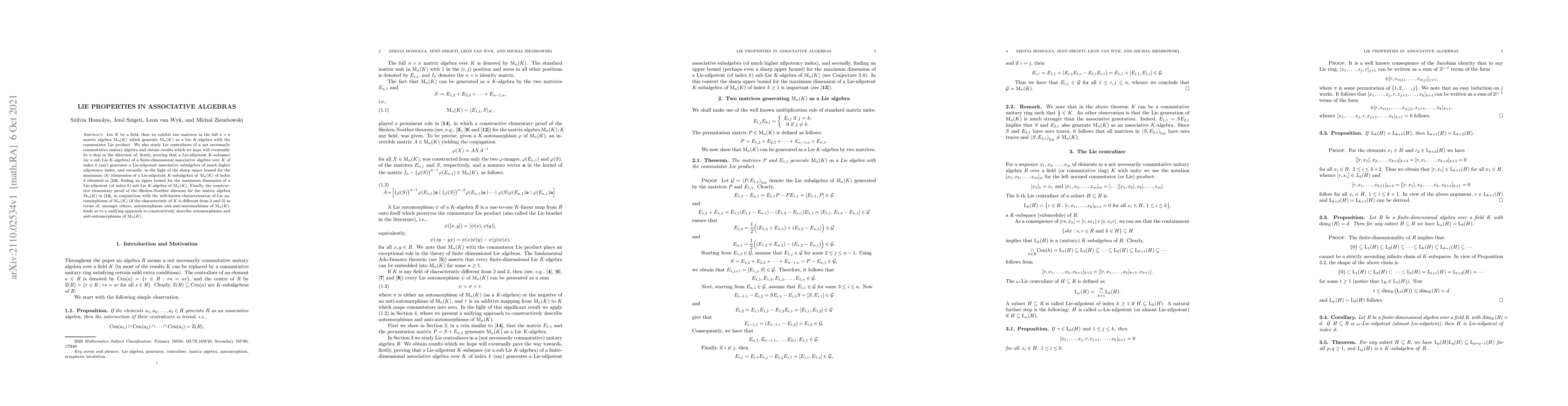 Thumbnail for Lie properties in associative algebras