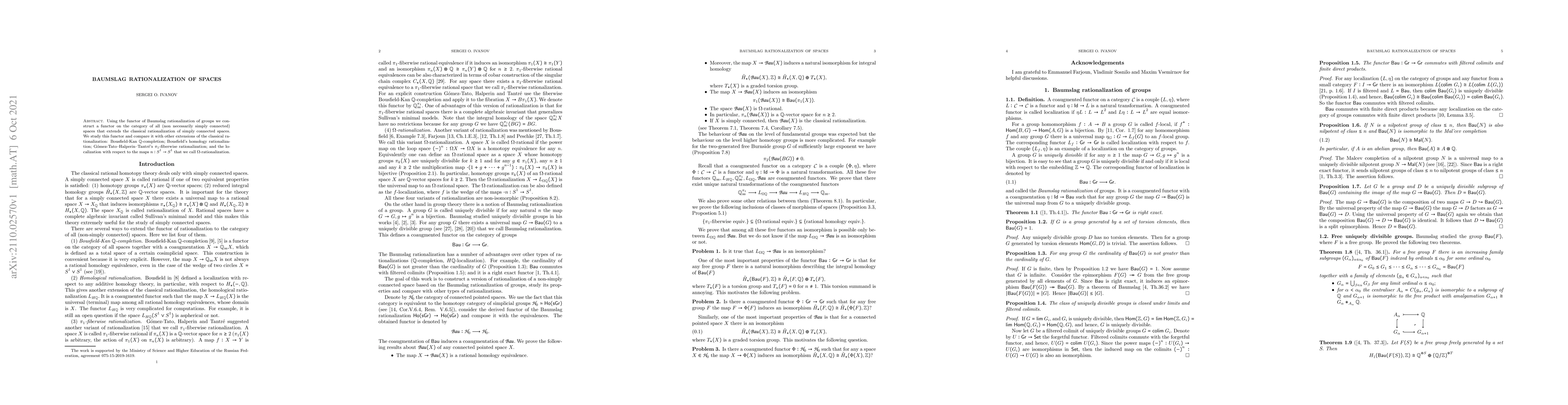 Thumbnail for Baumslag rationalization of spaces
