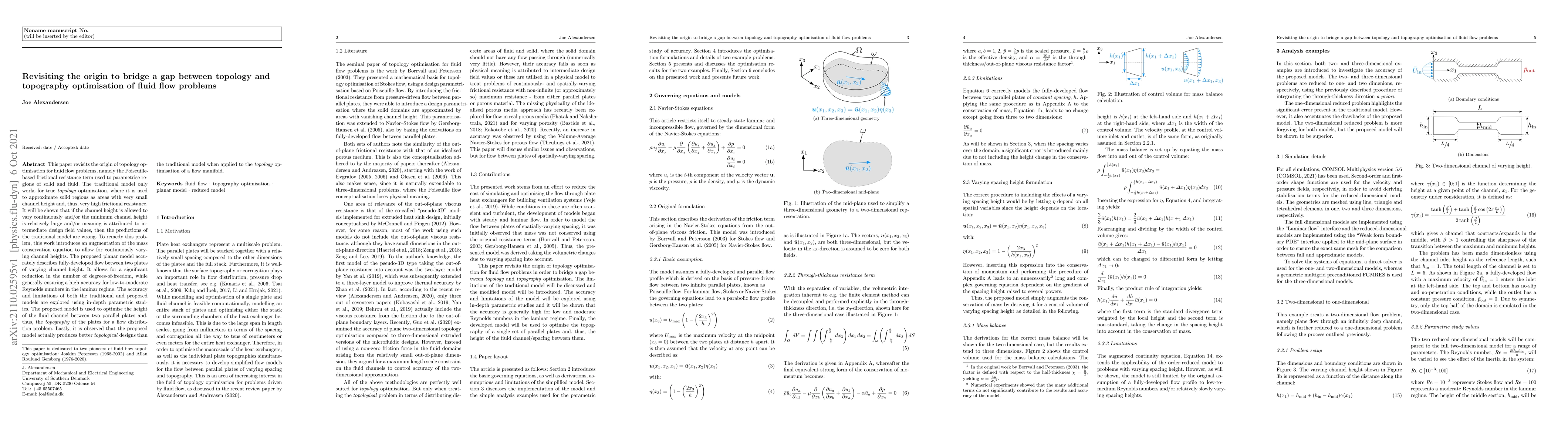 Thumbnail for Revisiting the origin to bridge a gap between topology and topography
  optimisation of fluid flow problems