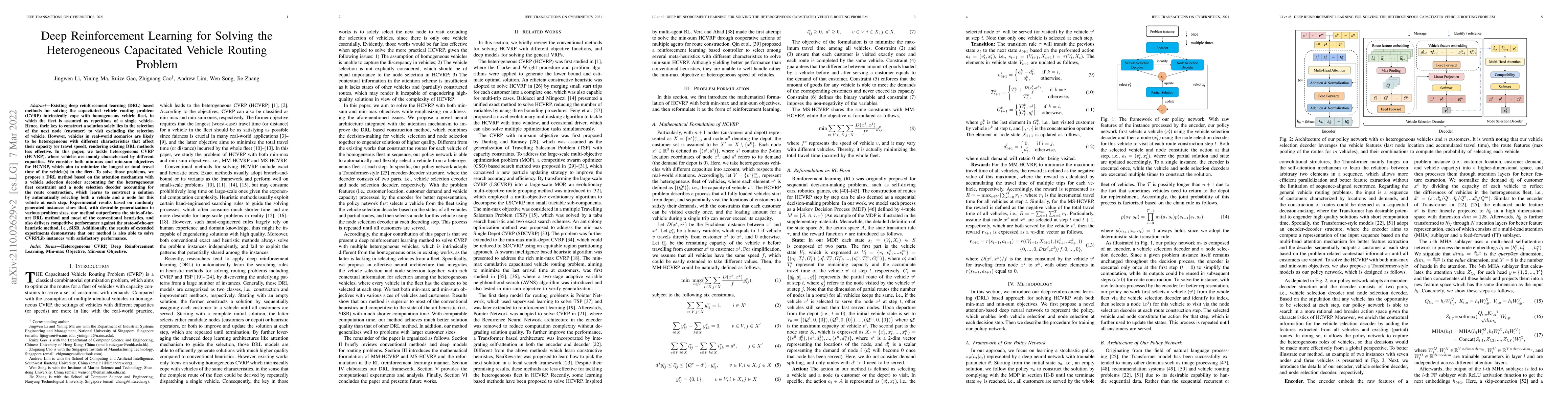 Thumbnail for Deep Reinforcement Learning for Solving the Heterogeneous Capacitated
  Vehicle Routing Problem
