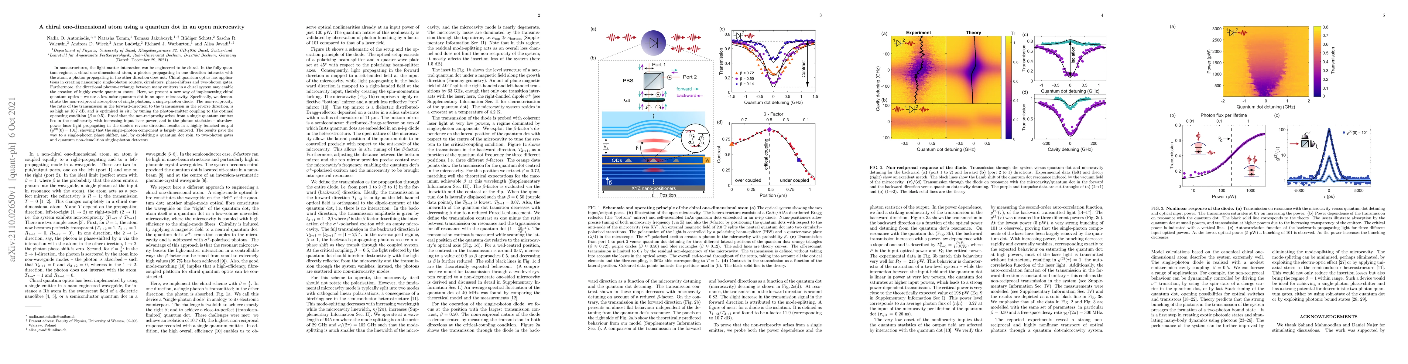Thumbnail for A chiral one-dimensional atom using a quantum dot in an open microcavity