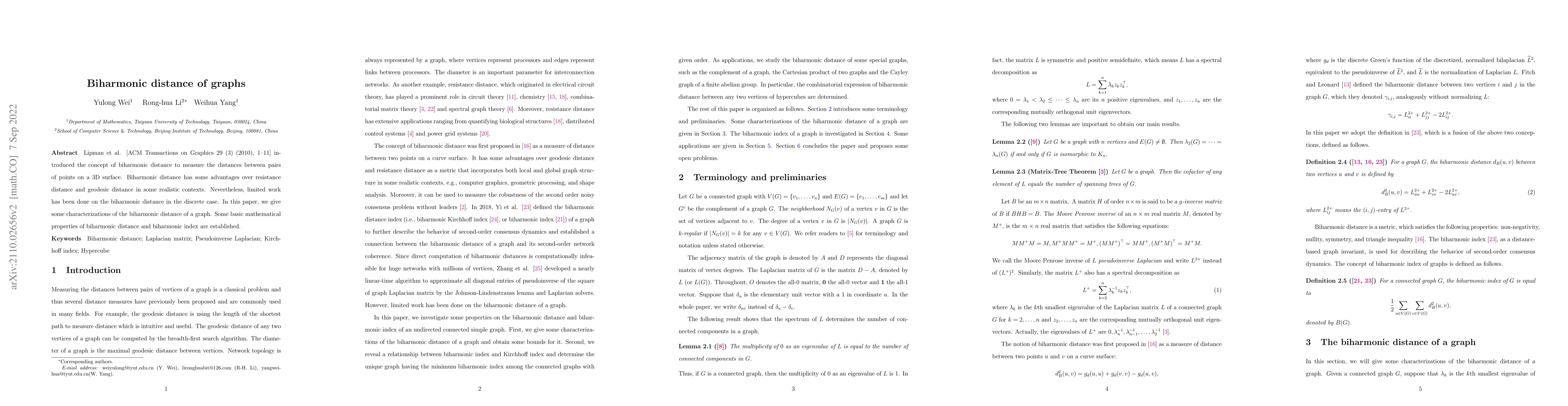 Thumbnail for Biharmonic distance of graphs