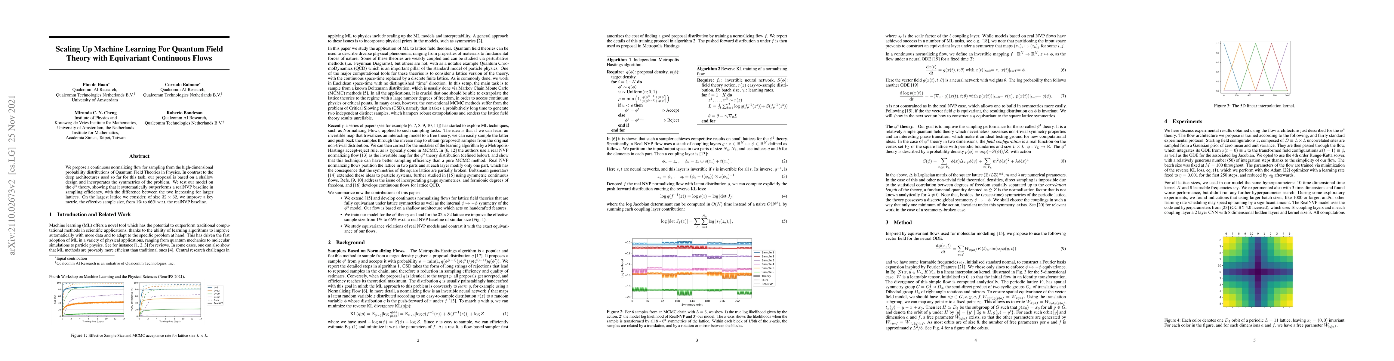 Thumbnail for Scaling Up Machine Learning For Quantum Field Theory with Equivariant
  Continuous Flows