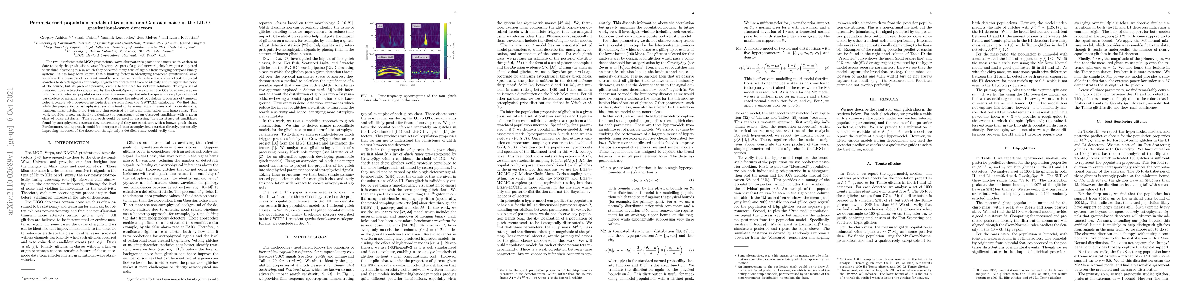 Thumbnail for Parameterised population models of transient non-Gaussian noise in the
  LIGO gravitational-wave detectors
