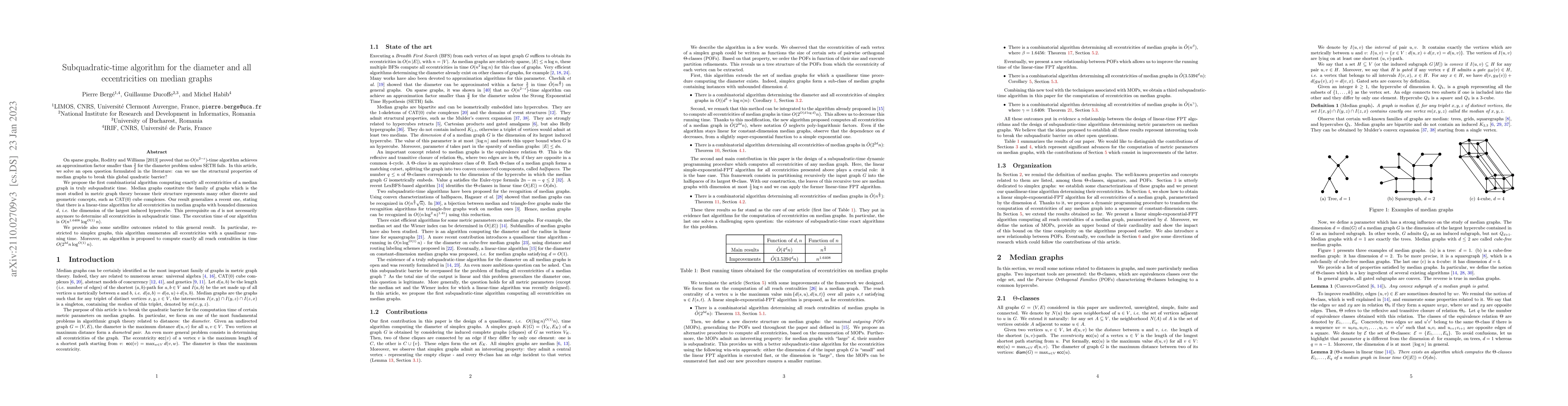 Thumbnail for Subquadratic-time algorithm for the diameter and all eccentricities on
  median graphs