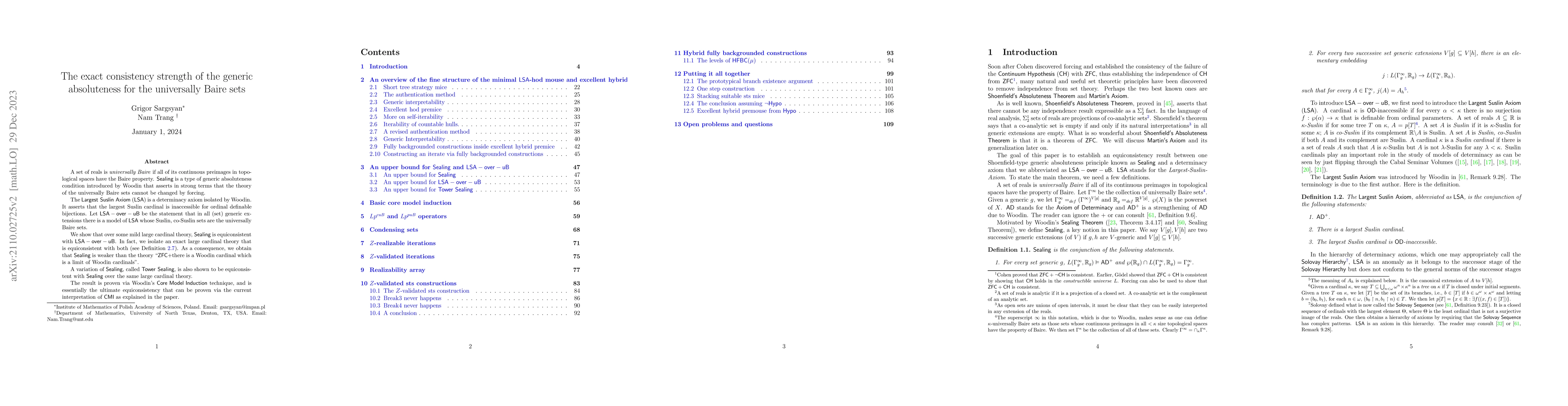 Thumbnail for The exact strength of generic absoluteness for the universally Baire
  sets