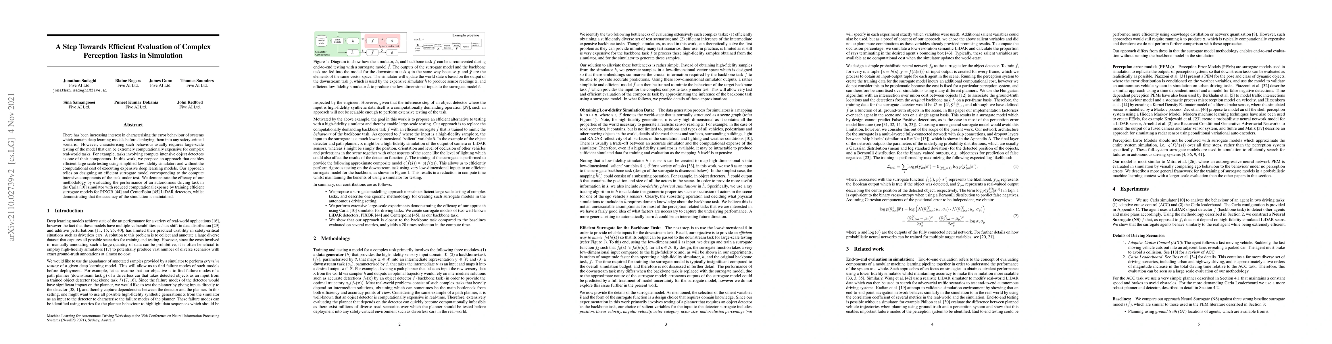 Thumbnail for A Step Towards Efficient Evaluation of Complex Perception Tasks in
  Simulation