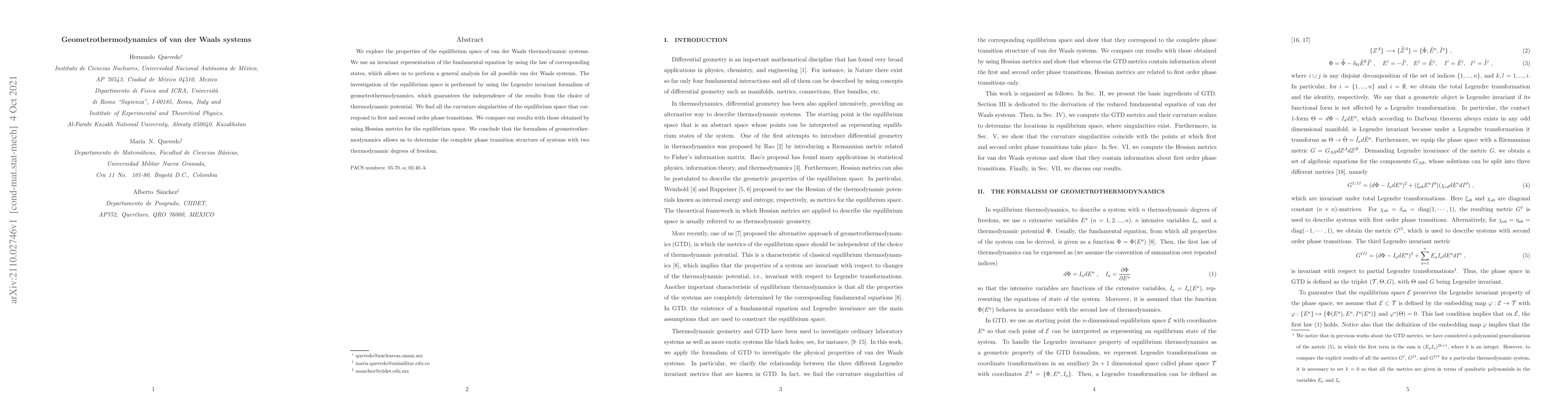 Thumbnail for Geometrothermodynamics of van der Waals systems