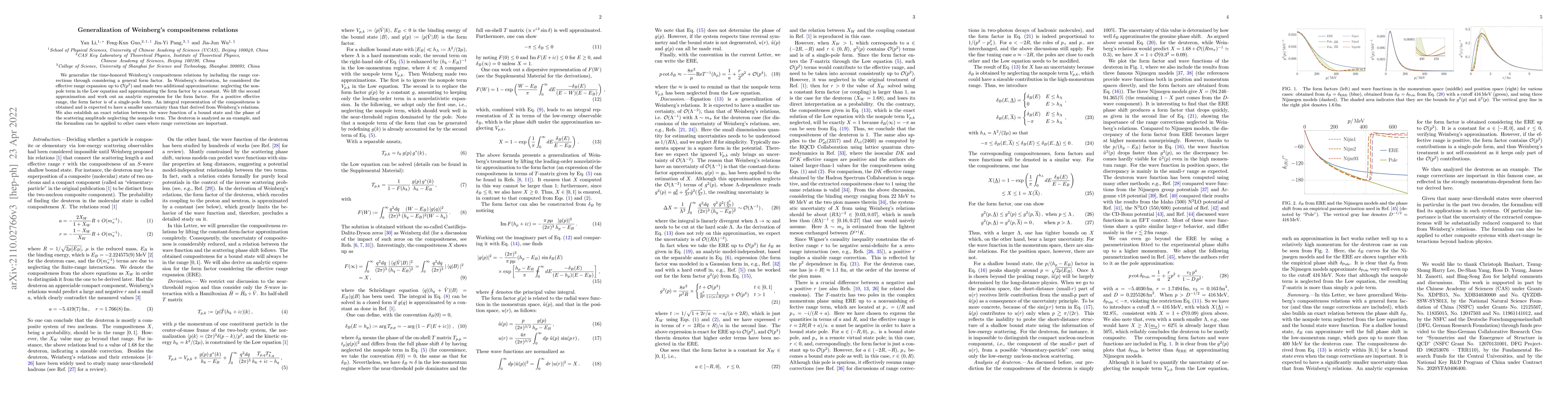 Thumbnail for Generalization of Weinberg's Compositeness Relations