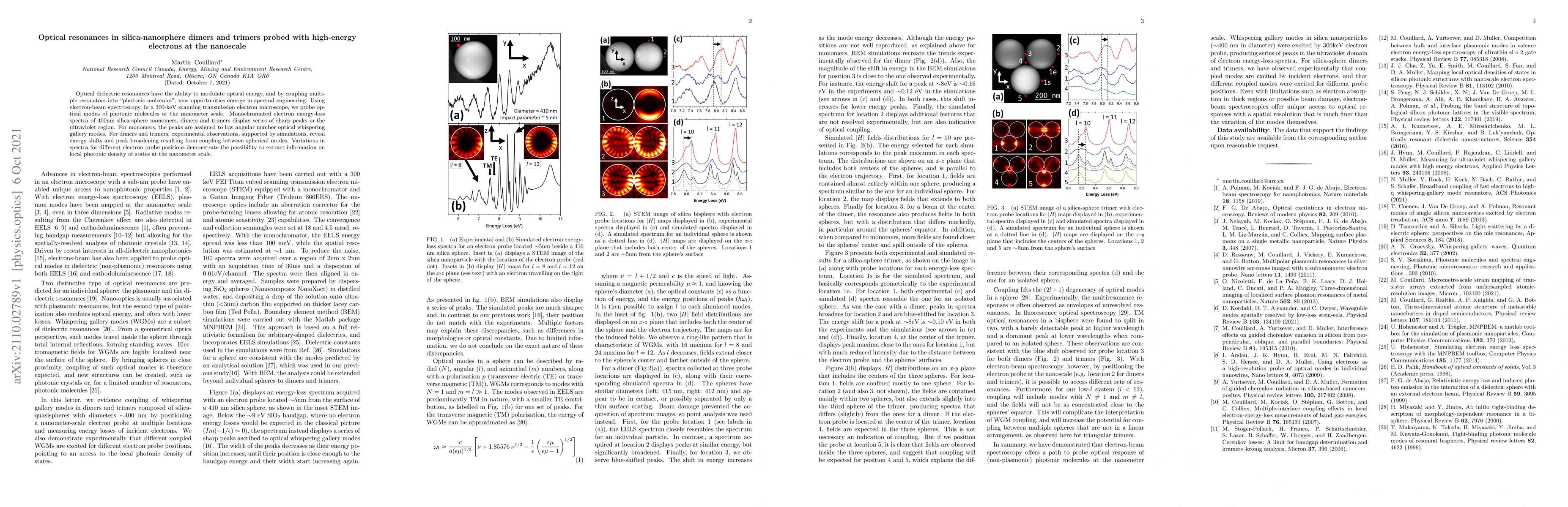 Thumbnail for Optical resonances in silica-nanosphere dimers and trimers probed with
  high-energy electrons at the nanoscale
