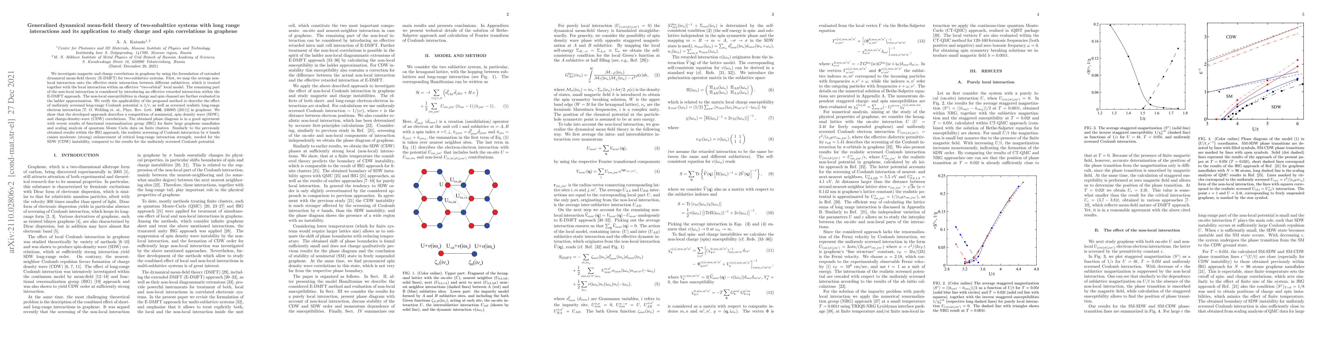 Thumbnail for Generalized dynamical mean-field theory of two-subalttice systems with
  non-local interactions and its application to study charge and spin
  correlations in graphene