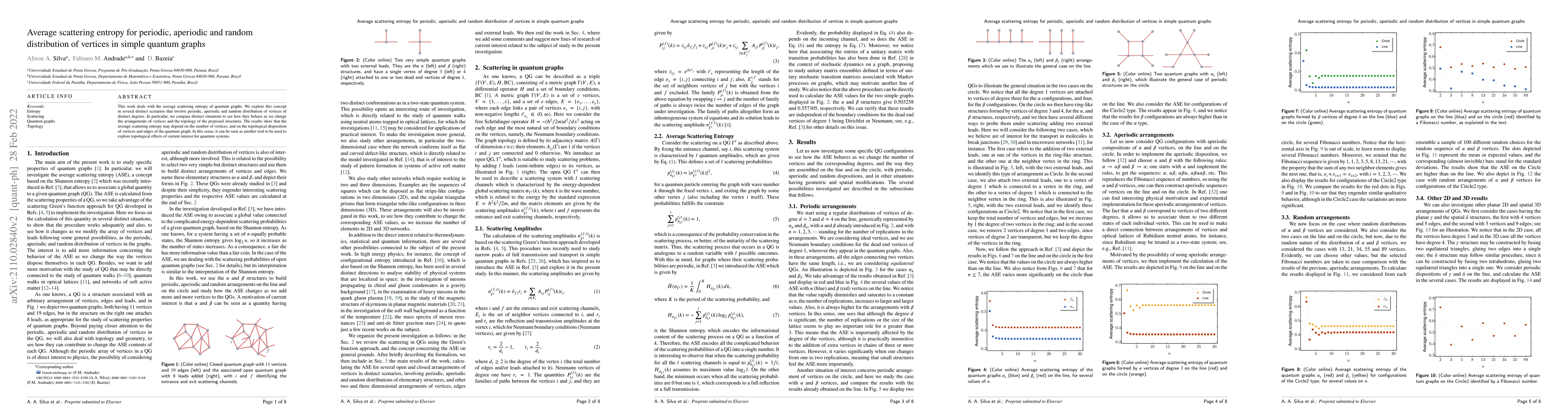 Thumbnail for Average scattering entropy for periodic, aperiodic and random
  distribution of vertices in simple quantum graphs
