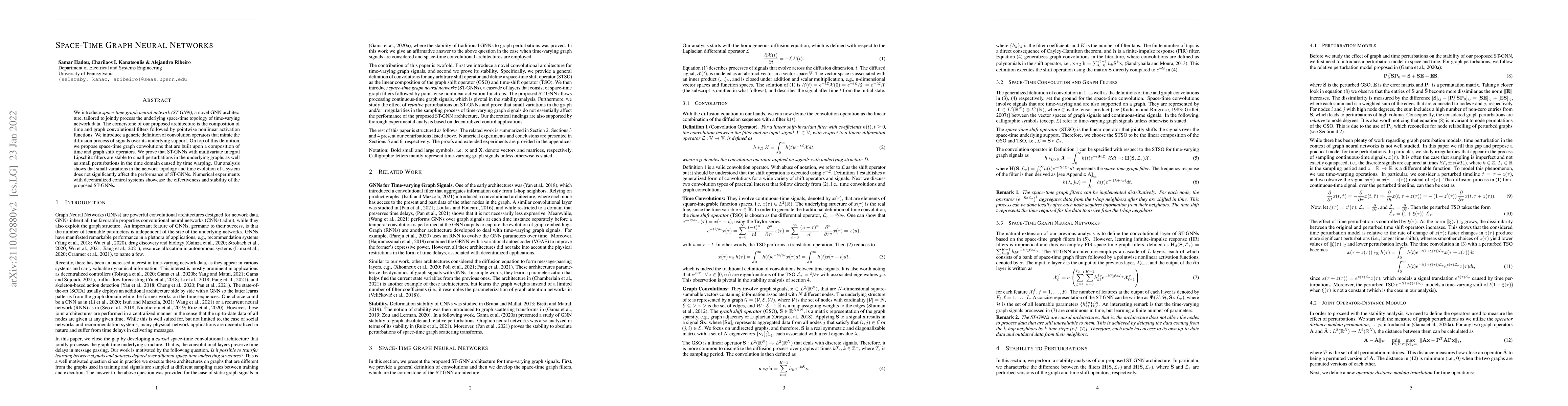 Thumbnail for Space-Time Graph Neural Networks