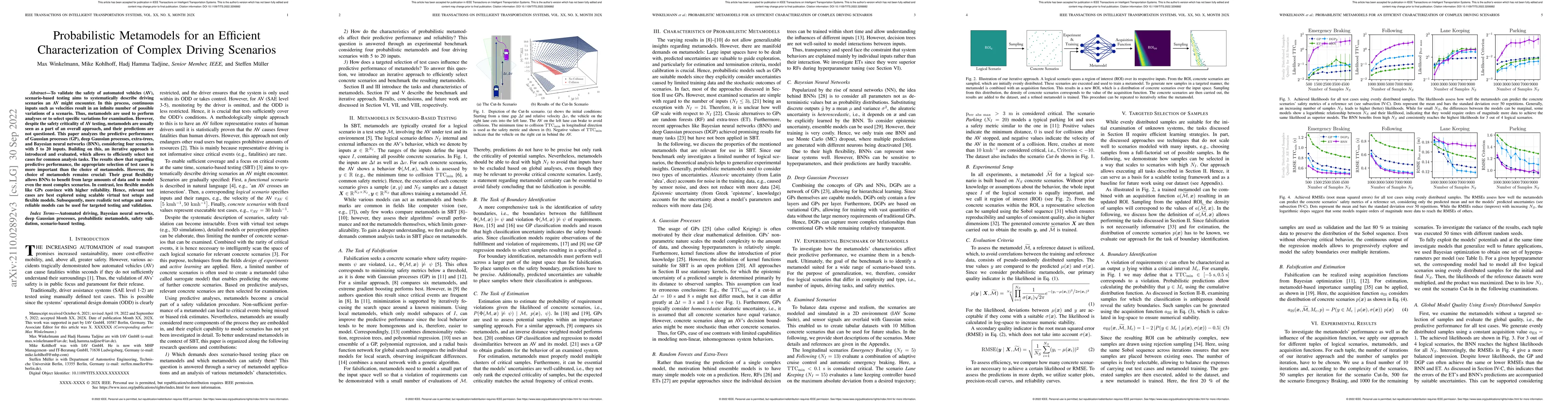 Thumbnail for Probabilistic Metamodels for an Efficient Characterization of Complex
  Driving Scenarios