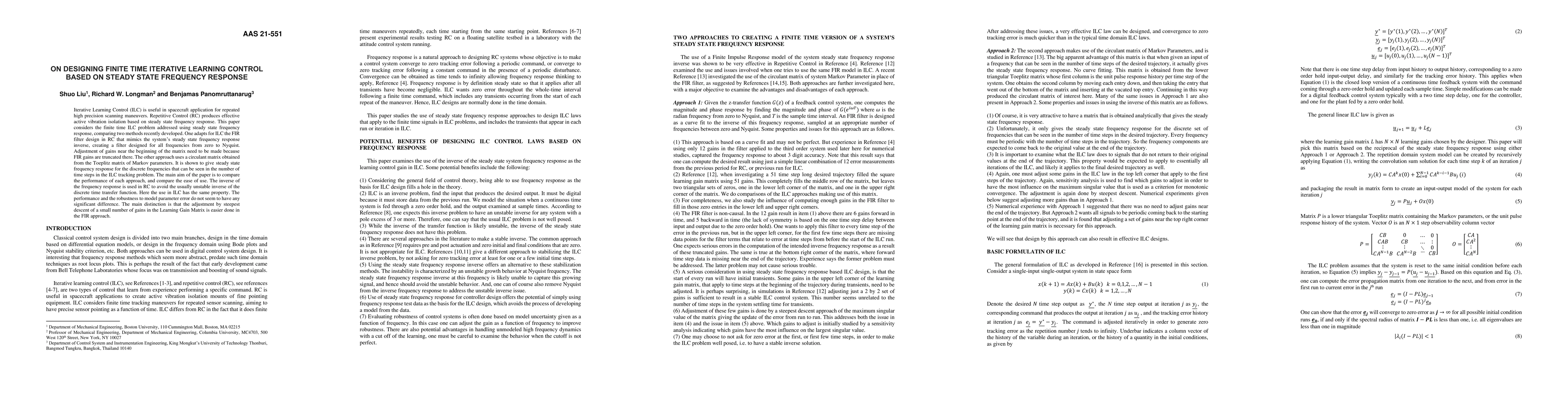 Thumbnail for On designing finite time iterative learning control based on steady
  state frequency response